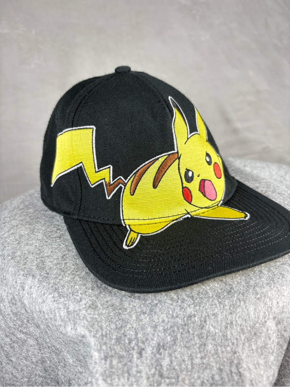 Pokemon Pikachu Snapback Hat Black Yellow Nintendo Anime Cap OSFM